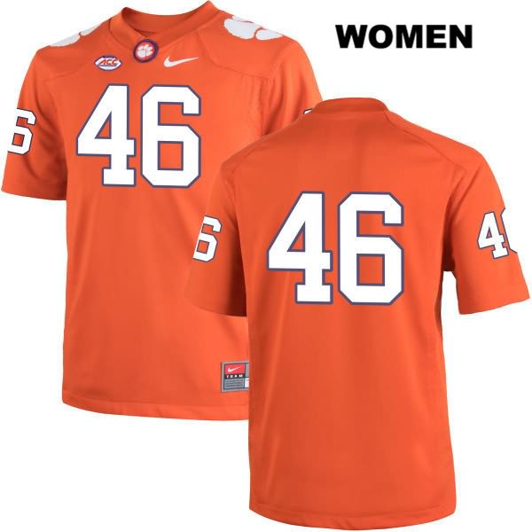 Women's Clemson Tigers #46 John Boyd Stitched Orange Authentic Nike No Name NCAA College Football Jersey BDB6546FV